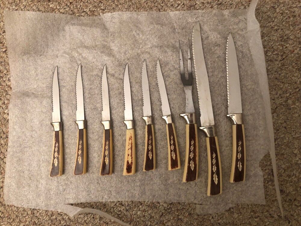 Vintage 9 Piece Knives Treasure‎ Chest Regent Sheffield England Stainless